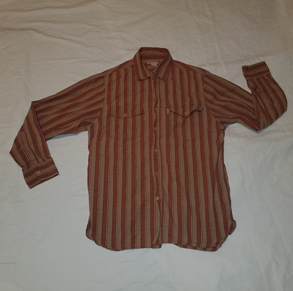 Guess Striped Brown and Tan Men's Shirt